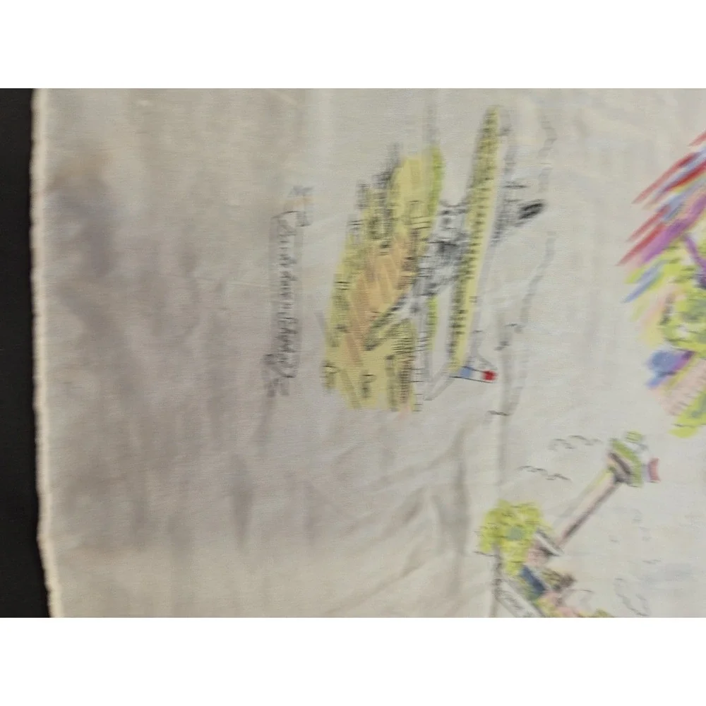 Vintage Souvenir Scarf Holland Windmill Dutch Landmarks Travel Collectible Retro
